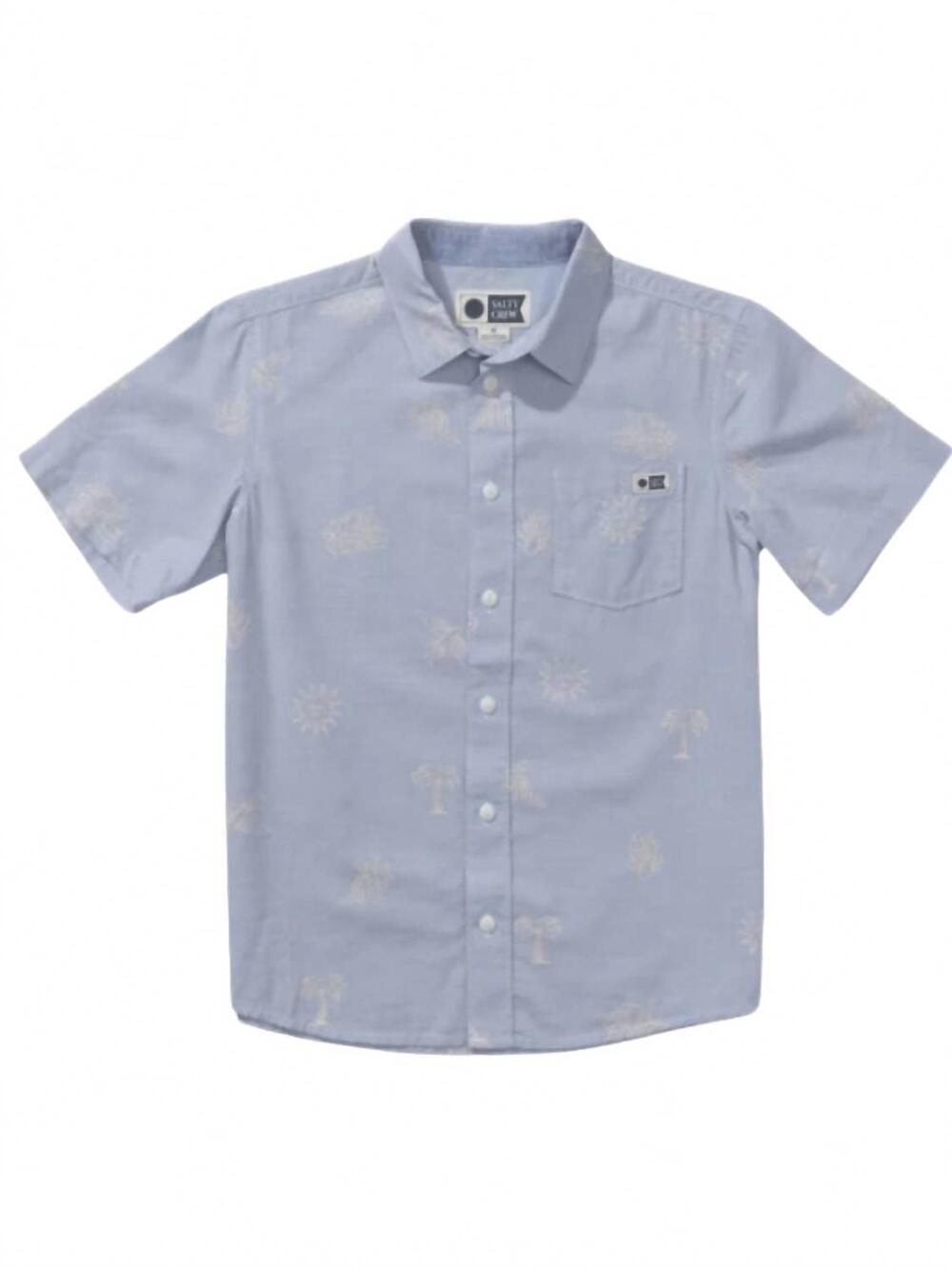 NEW SALTY CREW boys woven short sleeve shirt in blue